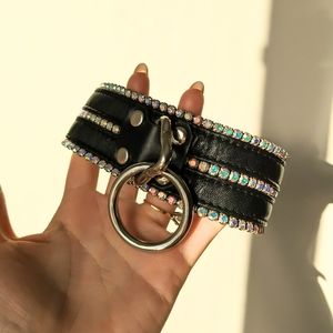 Bejeweled handmade genuine leather choker